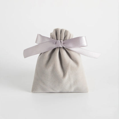 CSMD Chinese Manufacturers 7x9cm Ready to Ship Wholesale Ribbon Close Gray Velvet Material Phone Accessories Drawstring Dust Bag