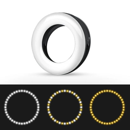 Portable LED Selfie Ring Light Flash For Mobile Phone Laptop Fill Light For Youtube VK Video USB Rechargeable Clip Ring Lamp
