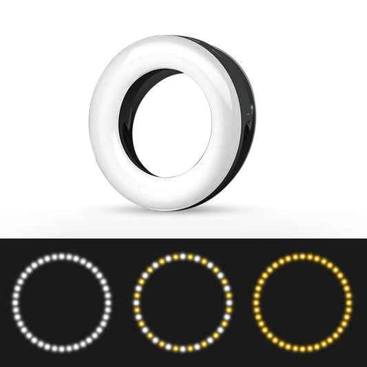 Portable LED Selfie Ring Light Flash For Mobile Phone Laptop Fill Light For Youtube VK Video USB Rechargeable Clip Ring Lamp