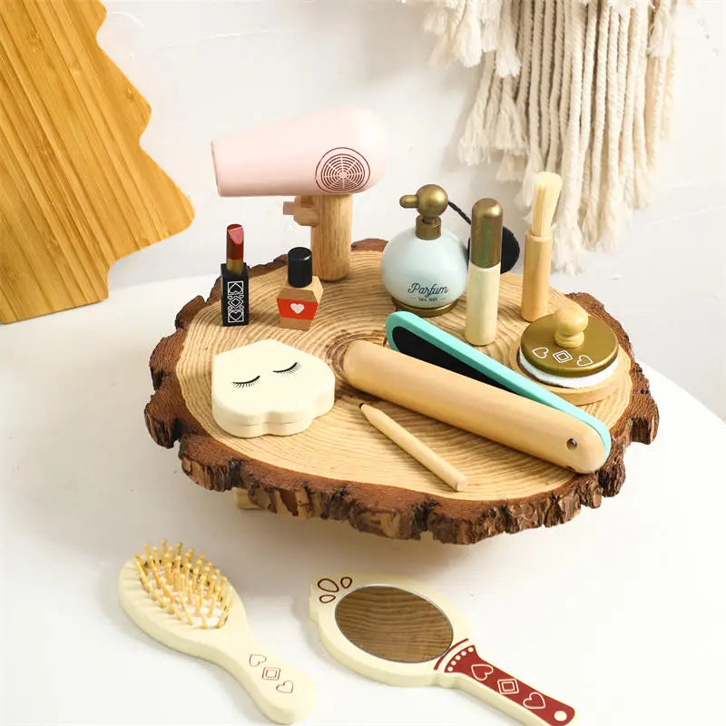 Wooden Makeup Toy Set for Kids 2 to 4 Years Play House Pretend Play Educational Boxed Gift Idea