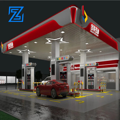 Industrial Steel Structure Low Cost Industrial Shed Designs Gas Station Petrol Station Canopy