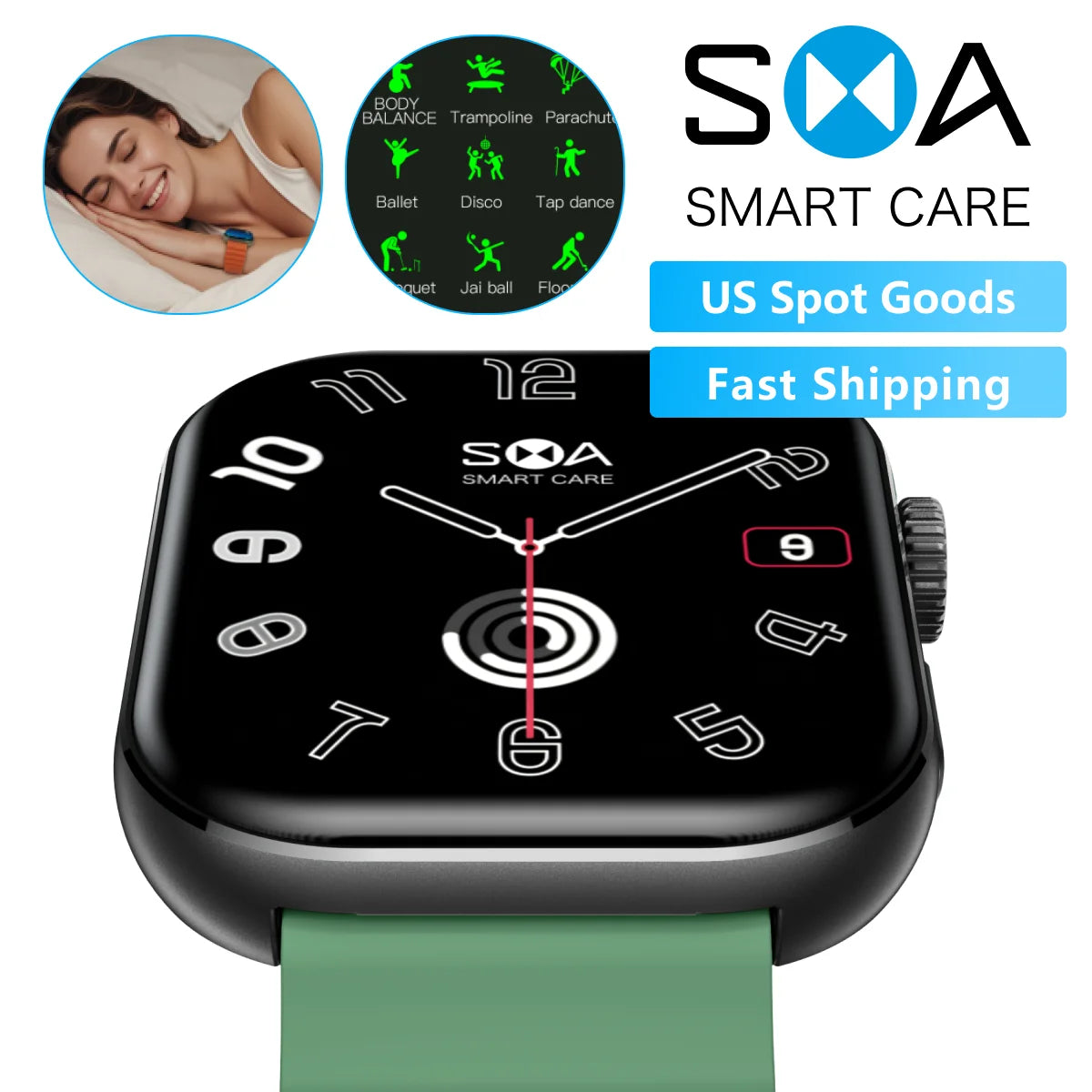 US Fast Ship Smartwatch for Men 2.01" AMOLED Display Always-on Heart Rate Monitor IP68 Waterproof Multi-Sport Tracker with Sleep