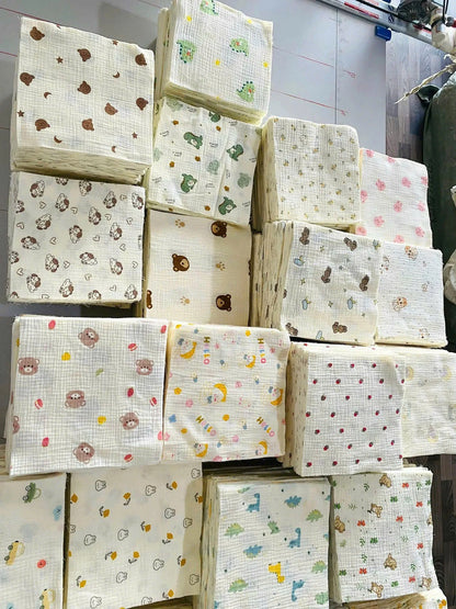 Safe Soft Eco-friendly Hypoallergenic Baby Textile Design Woven Muslin Cotton Burp Cloth Newborns 20x20cm Rectangle High-quality