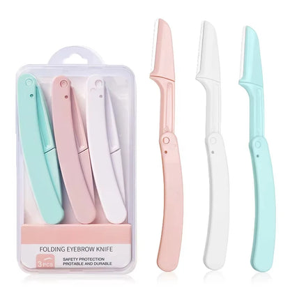 Hot Seller Cheap Factory Price Beauty Accessories Foldable Eyebrow Razor Blades for Eyebrow Trimmer Custom Logo Three Pack Kit