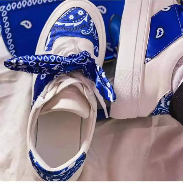 2021 Autumn Winter New Hot Sell Printed Women's Bandana Casual Shoes Woman Fashion Lace-up Flat Sports Women's Shoes