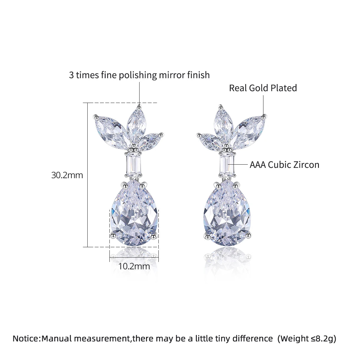 LUOTEEMI Accessoire Hochwertiger Candy Luxus Statement Statement Damen Brautschmuck Große Zirkonia Ohrringe