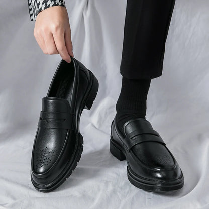 Dropshipping Products 2025 British Men's Casual Dress Shoes Walking Style Genuine Leather Wedding Party Shoes for Business