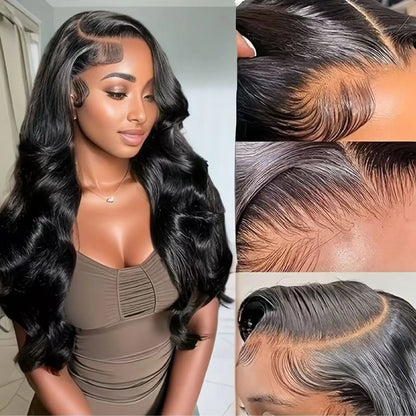 13x6 Body Wave Deep Curly Frontal Glueless Full Lace Wig,34 Inch Raw Brazilian HD Lace Front Human Hair Wig,Wigs for Black Women