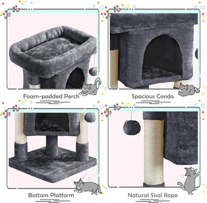Hot Sale 23.5 Inches Cat Tree Tower Dark Gray Condo Sisal-Covered Scratching Posts Furniture for Pet Activity Cat House