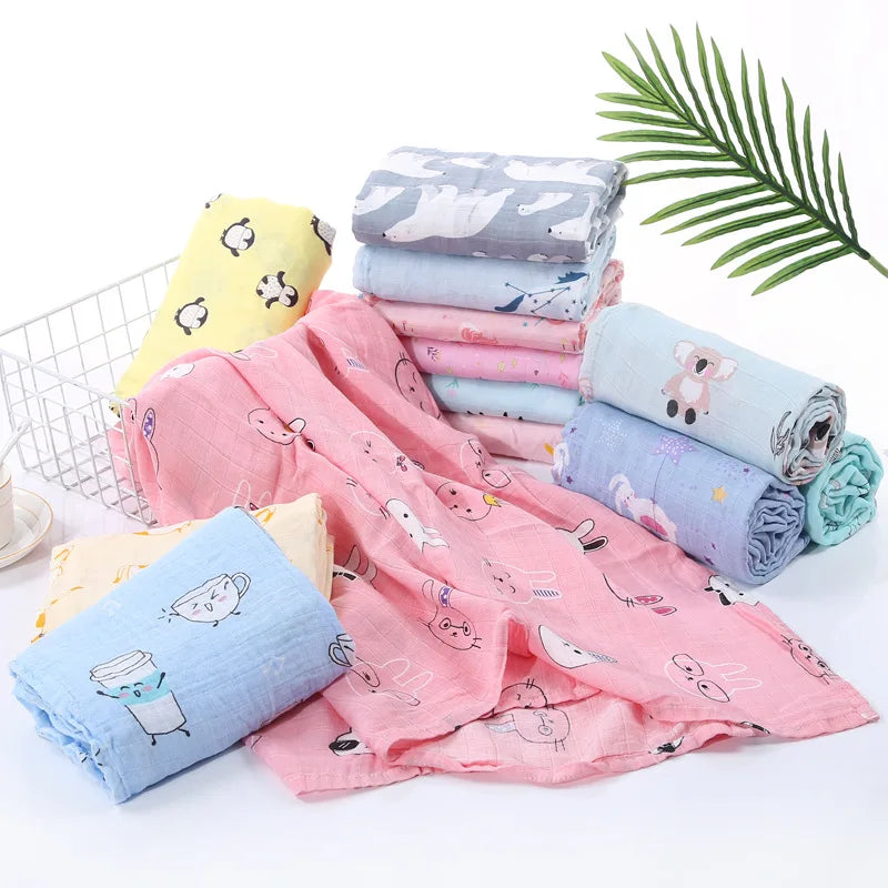 Low Price Double Layer Soft Gift Super Soft Bear Organic Bamboo Cotton Baby Muslin Swaddle Wrap Blanket