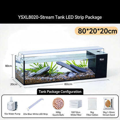 Wholesale 20 Gallon Ultra Clear Low Iron Glass Betta Aquarium Kit  Desktop Fish Tank Decoration with Water Pump and LED Light