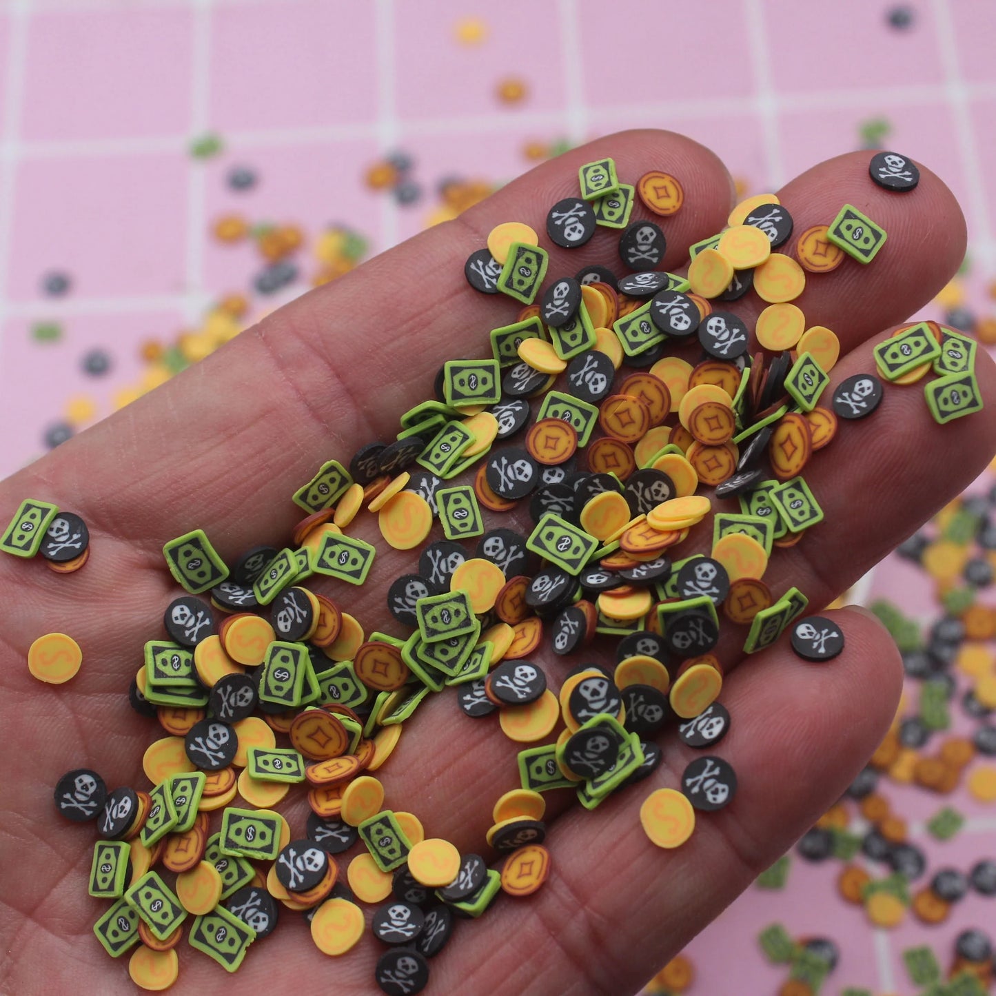 1KG 5mm Bill Evil Ghost Figurine Pattern Non-toxic Polymer Clay Sprinkles for DIY Crafts Tumbler Filling Slime Slice Supplies