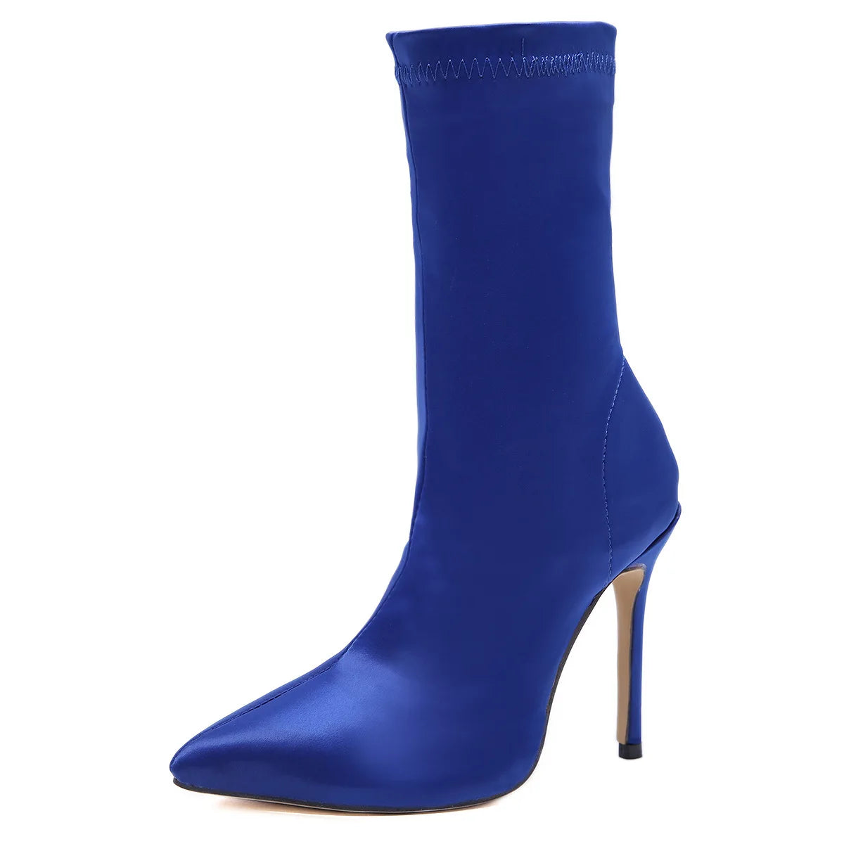 2021 Fall Woman Stretch Socks High-heeled Satin Boots Mid-tube Shoes Women Elegant Short Boots Women Shoes