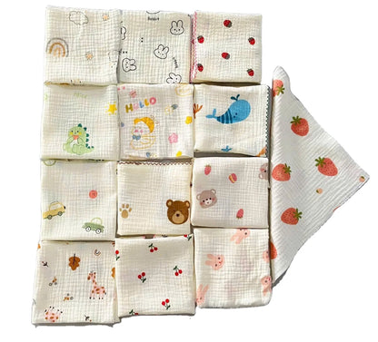 Safe Soft Eco-friendly Hypoallergenic Baby Textile Design Woven Muslin Cotton Burp Cloth Newborns 20x20cm Rectangle High-quality