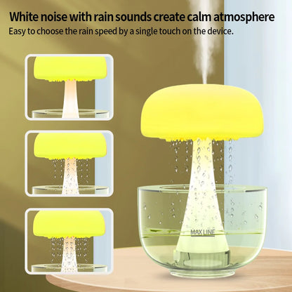 Christmas Gift White Noise Machine Rain Drop Humidifier Mushroom Rain Cloud Humidifier Raindrop Lamp Table Rain Water Diffuser