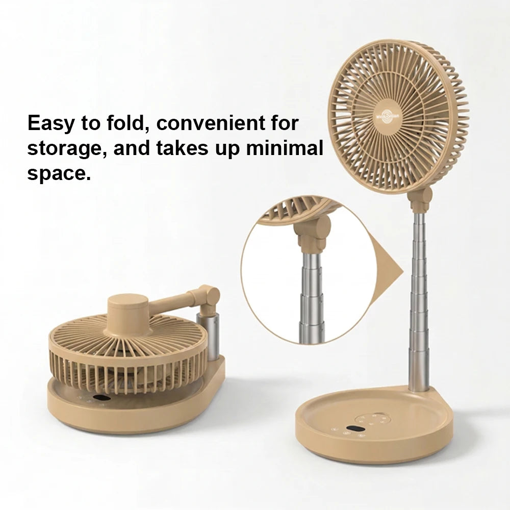 Electric Rechargeable Foldable Camping Fan with Remote Control, LED Lights, and Brushless Motor - Ideal for Outdoor & Hotel Use