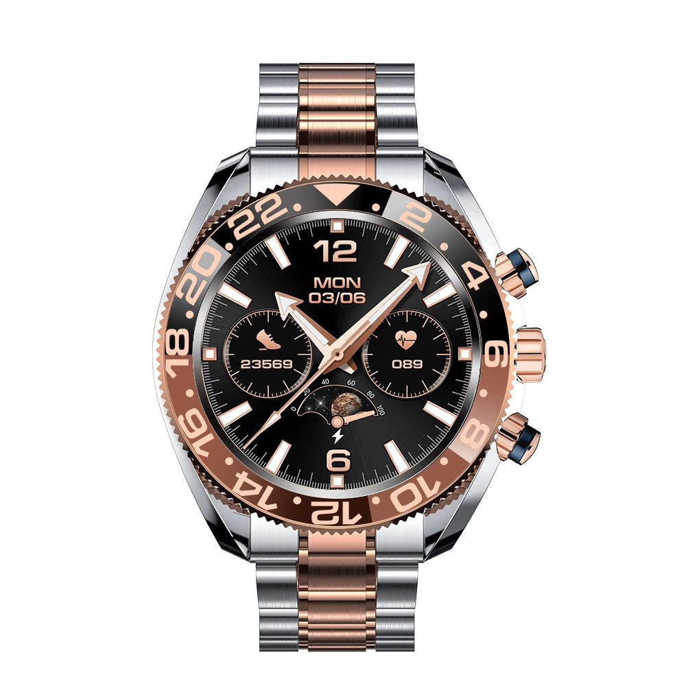 New Products Smartwatch AW35 2024 Round Screen Metal Band Ip67 Waterproof BT Call Heart Rate Sport Business for Men