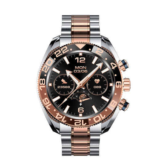 New Products Smartwatch AW35 2024 Round Screen Metal Band Ip67 Waterproof BT Call Heart Rate Sport Business for Men