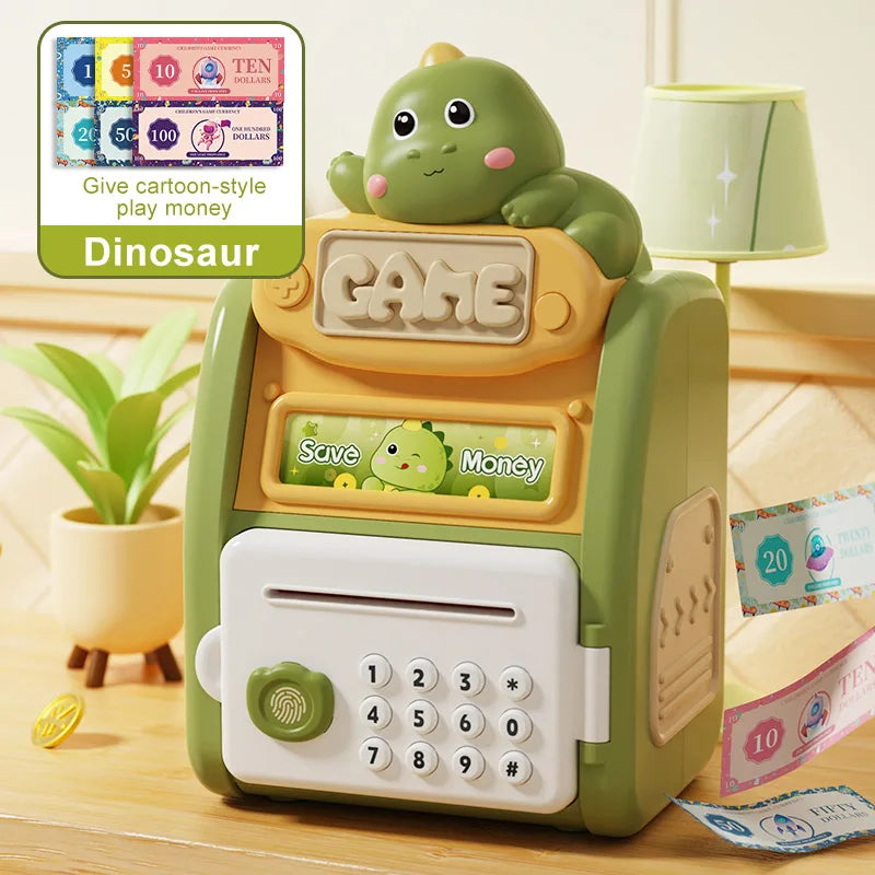 New Unisex Kids Plastic Piggy Bank Pet Fingerprint Password Artificial Intelligent Automatic Roll Coins Access Toys Children