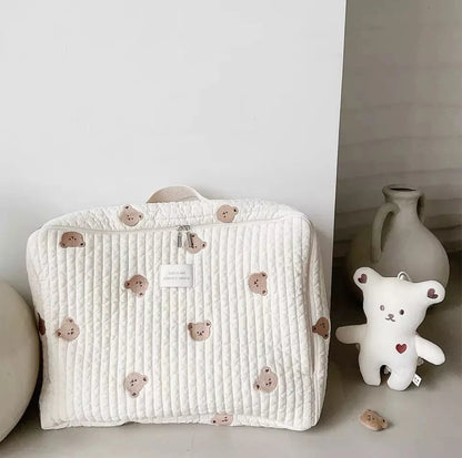 Quilted Cotton Maternity Bag for Mommy Large Baby Diaper & Toiletry Labour Luggage for New Moms