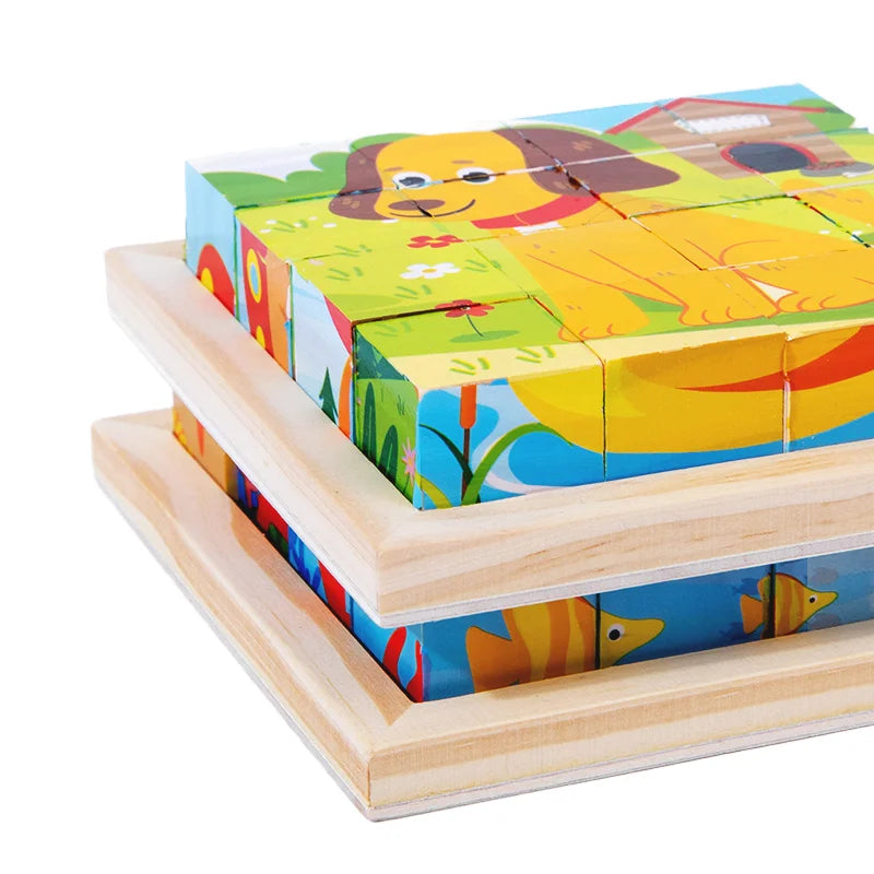 New Design Six Themes Wooden 3D Puzzle Unisex Montessori Educational Toy for Early Childhood Cartoony Good Helper CE Approved