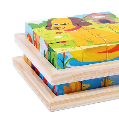 New Design Six Themes Wooden 3D Puzzle Unisex Montessori Educational Toy for Early Childhood Cartoony Good Helper CE Approved