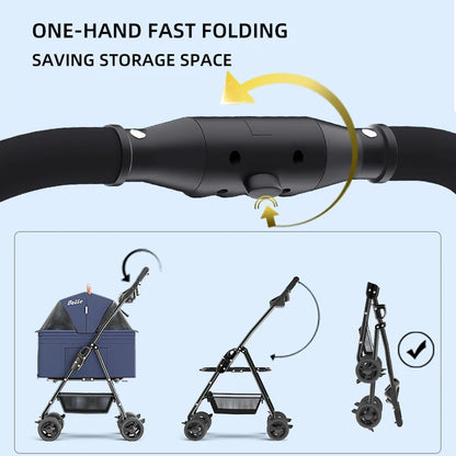 (Ready to Ship) Manufacture 4 Universal Wheels Cheap Convenient Pet Stroller for Puppy and Kitty Outdoor Walking Trolley