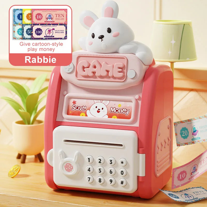 New Unisex Kids Plastic Piggy Bank Pet Fingerprint Password Artificial Intelligent Automatic Roll Coins Access Toys Children