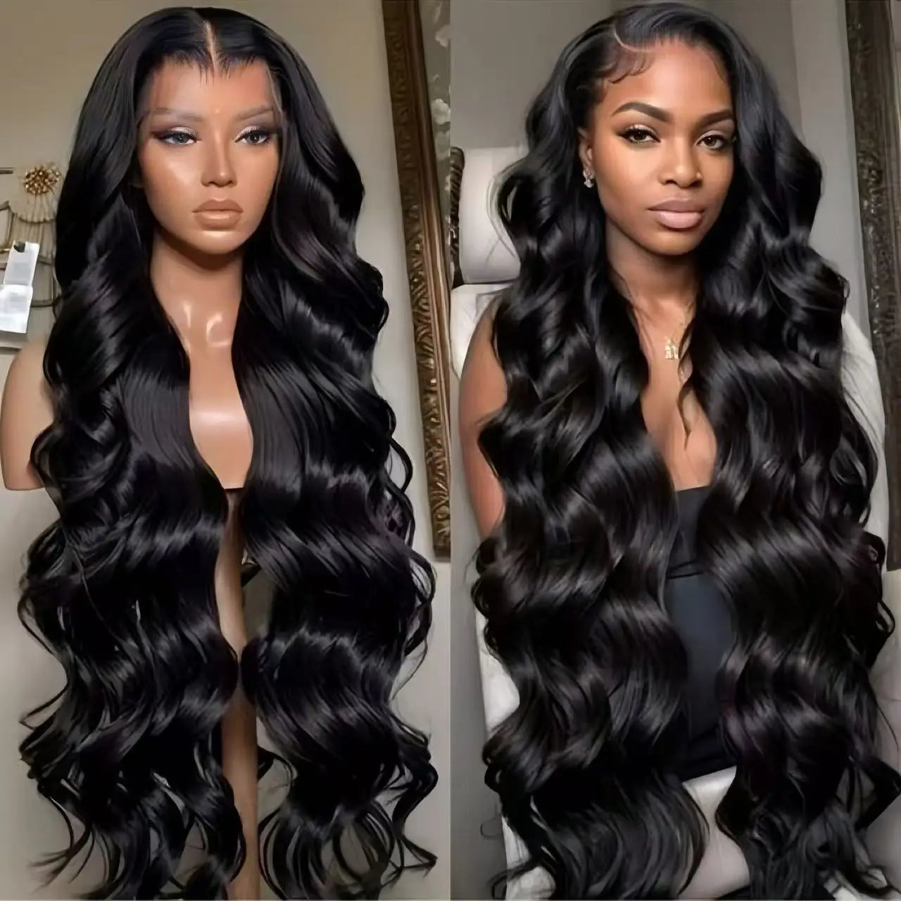 13x6 Body Wave Deep Curly Frontal Glueless Full Lace Wig,34 Inch Raw Brazilian HD Lace Front Human Hair Wig,Wigs for Black Women
