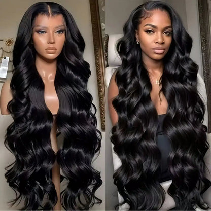 13x6 Body Wave Deep Curly Frontal Glueless Full Lace Wig,34 Inch Raw Brazilian HD Lace Front Human Hair Wig,Wigs for Black Women