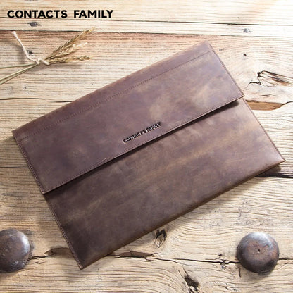 Genuine Leather Tablet Sleeve Case for iPad Pro 12.9 2020-2021 MacBook 12-inch Galaxy Tab 12-inch Premium Laptop Bags & Covers
