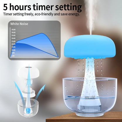 Christmas Gift White Noise Machine Rain Drop Humidifier Mushroom Rain Cloud Humidifier Raindrop Lamp Table Rain Water Diffuser