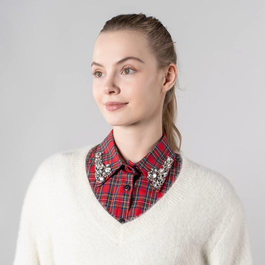LHY Christmas  Rhinestone Fake Collar for Women Collar De Perlas Removable Blouse Half Shirt Collar Decoration Warm Accessory