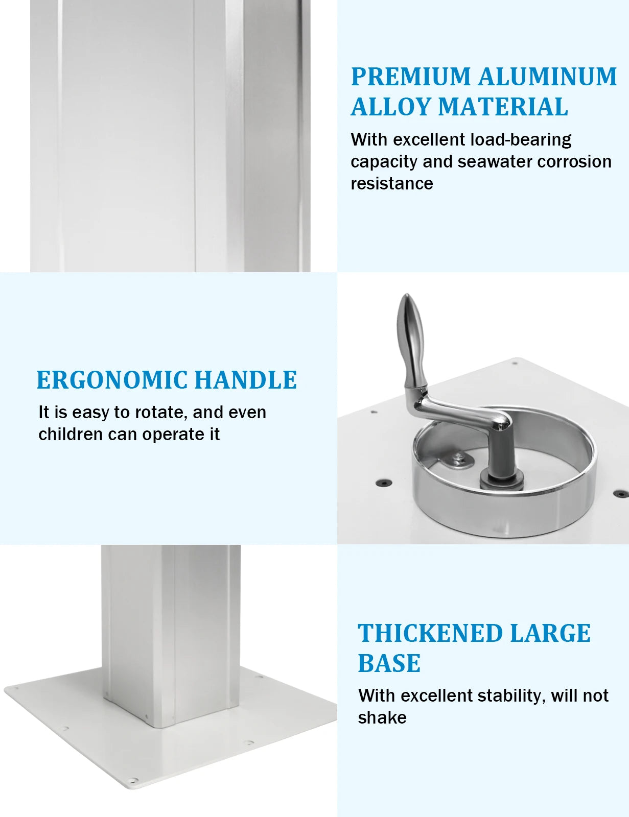HWHongRV High Quality Wholesale Aluminum Alloy RV Accessories Hand Crank Tatami Lifting Table with Manual Handle
