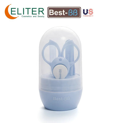 Eliter Hot Sell in Stock 4 in 1 Pink Blue With Plastic Tube Baby Set Babi Care Tool 4In1 Manicure Kids Cute Manicure Set