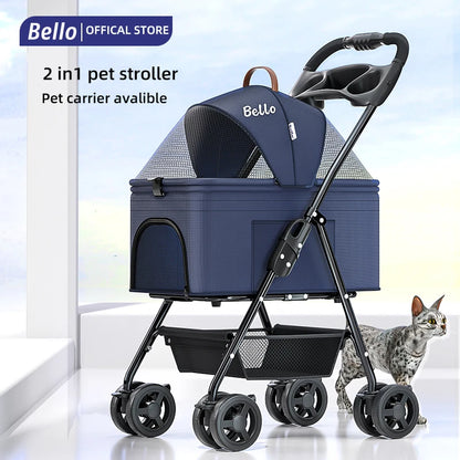 (Ready to Ship) Manufacture 4 Universal Wheels Cheap Convenient Pet Stroller for Puppy and Kitty Outdoor Walking Trolley