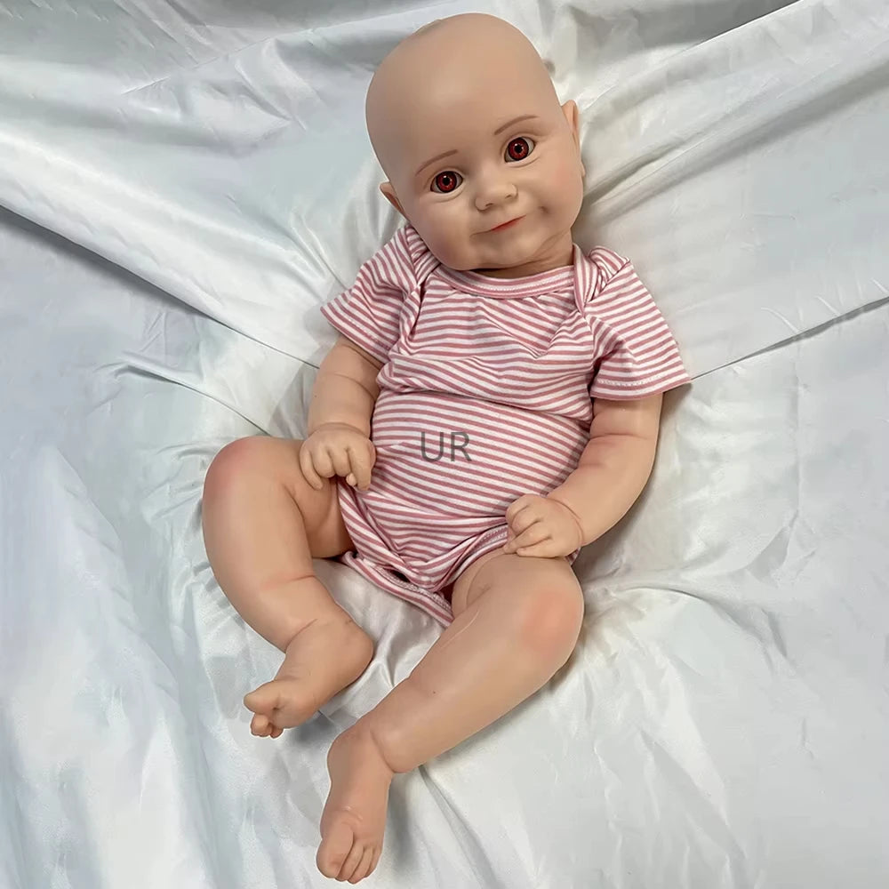 Smiling Face Soft Silicone Body Reborn Baby Girl Doll 50CM 20Inch Lifelike Toddler Doll for Gift Kids Toy