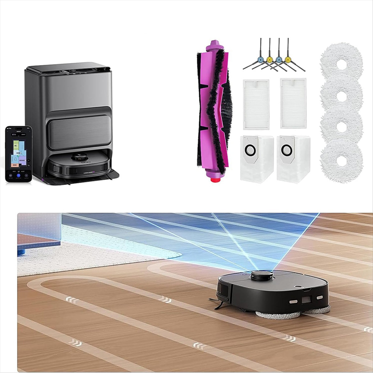 For Eureka J12Ultra / J12 Ultra, for Midea V12 Vacuum Cleaner Main Side Brush Filter Mop Bags Replacement Parts