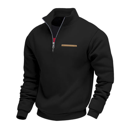 Cross-Border American Style Autumn and Winter Heavyweight Fleece Long-Sleeve Men's Sweatshirt with Half-Zip, Loose Fit, Stand Collar, Pullover Men's Sweatshirt