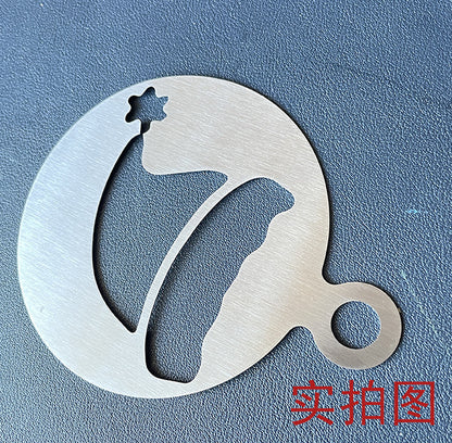 Factory Direct sales Christmas creative stainless steel coffee Garland piece mold portable coffee milk bubble spray flower printing template
