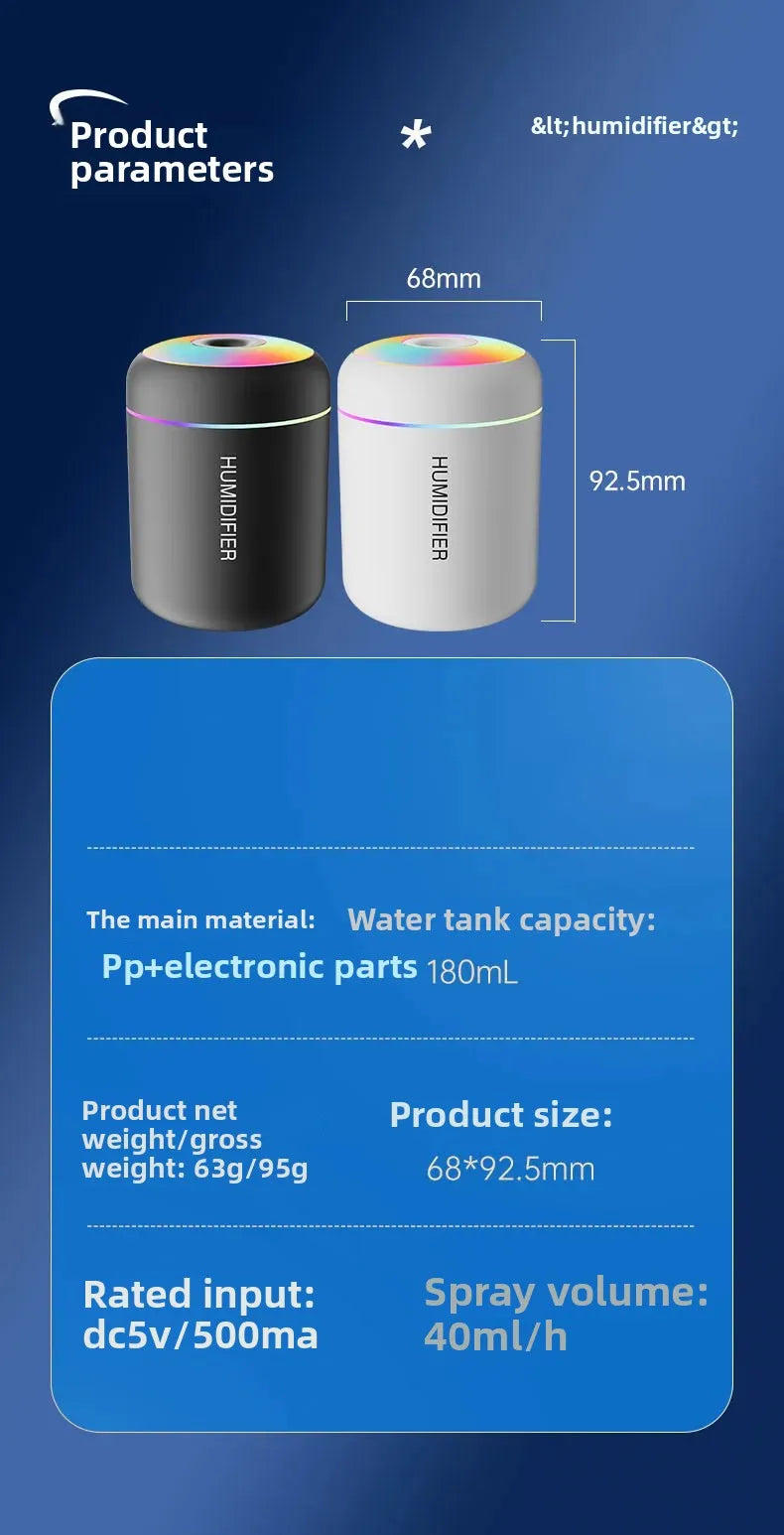 Mars Cannon Ash Humidifier USB Mini Car Small Silent Heavy Fog Colorful Atmosphere Light Home Air-Conditioned Room