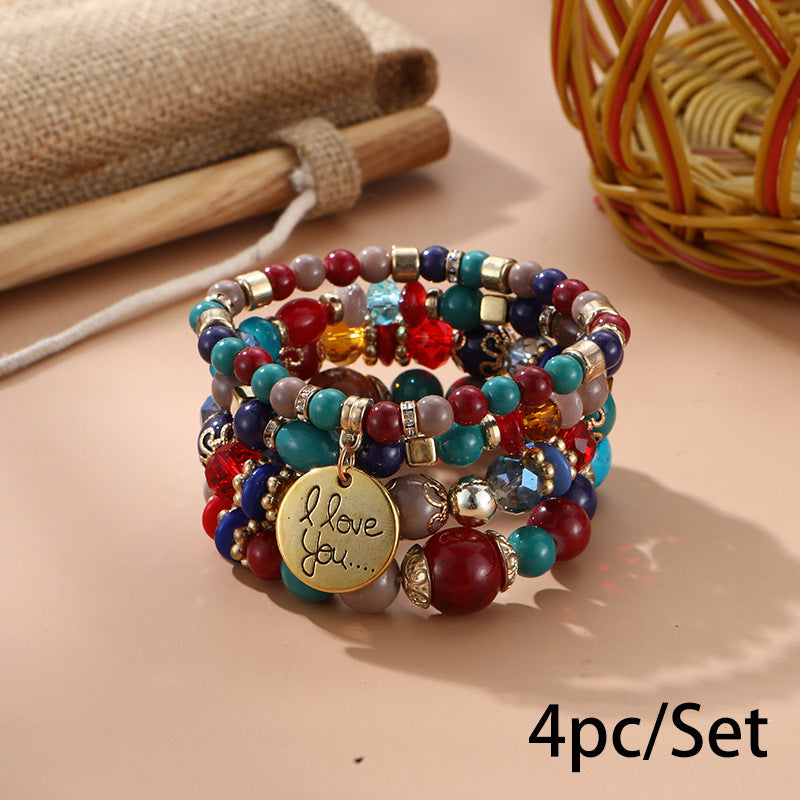 European and American Cross-Border Hot-Selling New Bohemian Bracelets Creative Tassel Multi-Layer Beaded Bracelets Fashion Jewelry