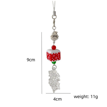 Christmas Beaded Mobile Phone Lanyard Christmas Cute School Bag Hanging Keychain Snowflake Pendant