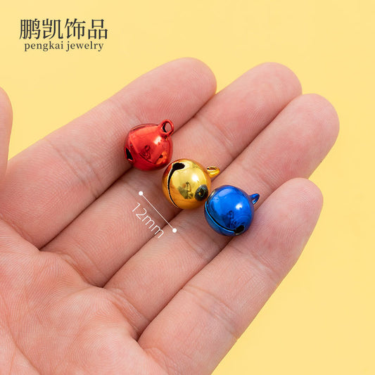 12mm Eco-Friendly Colorful Flat Metal Copper Bells, Color-Preserving, Christmas Holiday Pet Gift DIY Keychain Accessories