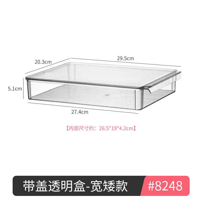 Storage Box PET Transparent Acrylic Rectangular Cosmetic Station Snack Kitchen Sundries Storage Box with Lid