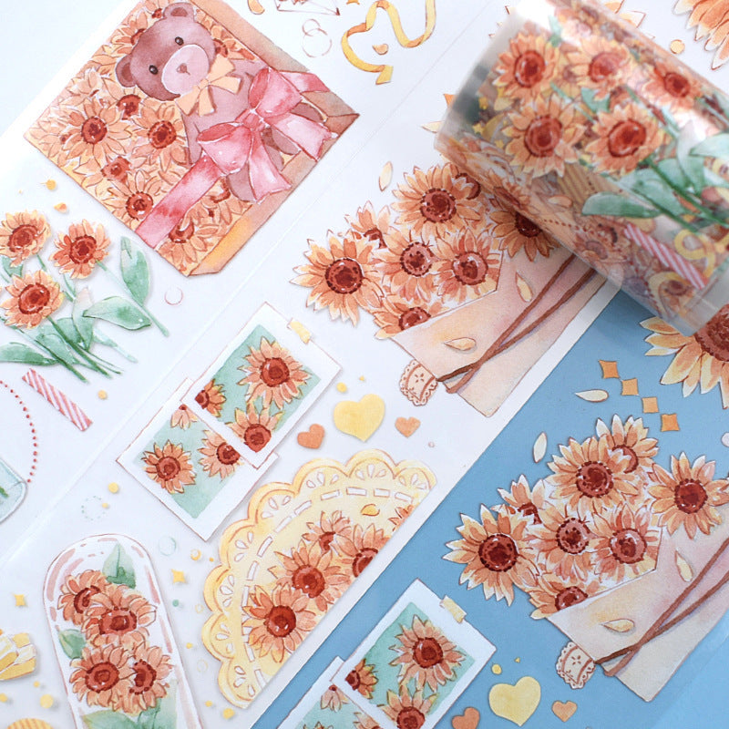 New pet Journal tape flower special material autumn letter simple full roll material shell optical flow hemp Journal tape