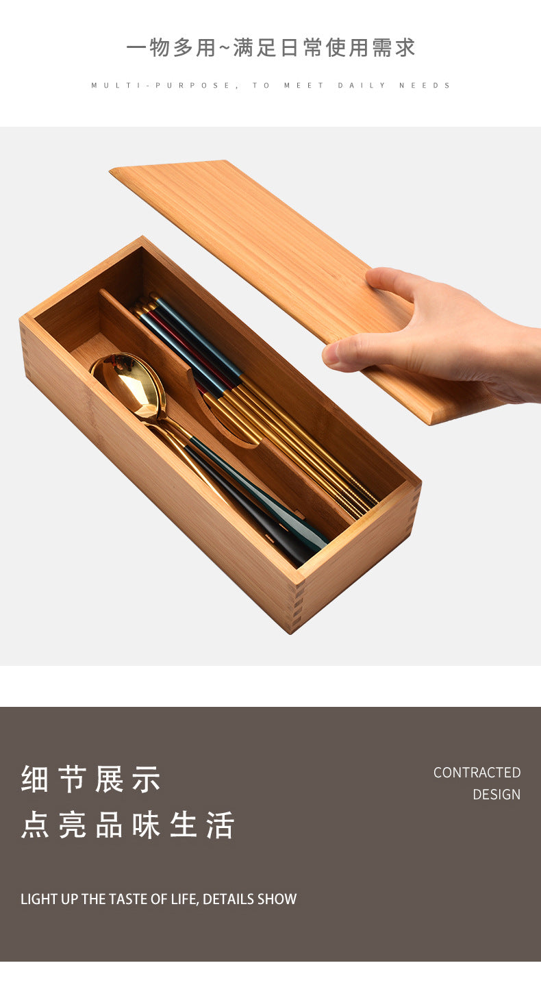 Japanese style chopsticks box with lid hotel spoon Fork tableware storage box lettering kitchen supplies compartment chopsticks basket