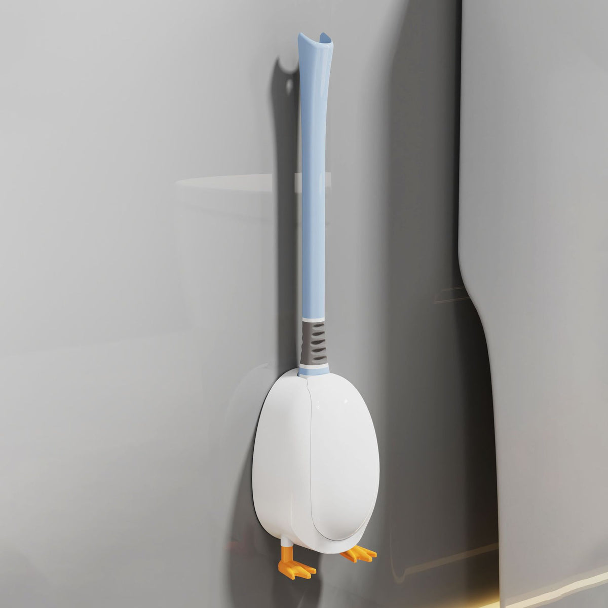 [Patented Authentic] New Diving Cartoon Duck Silicone Toilet Brush Home with Base Cleaning Set Bathroom