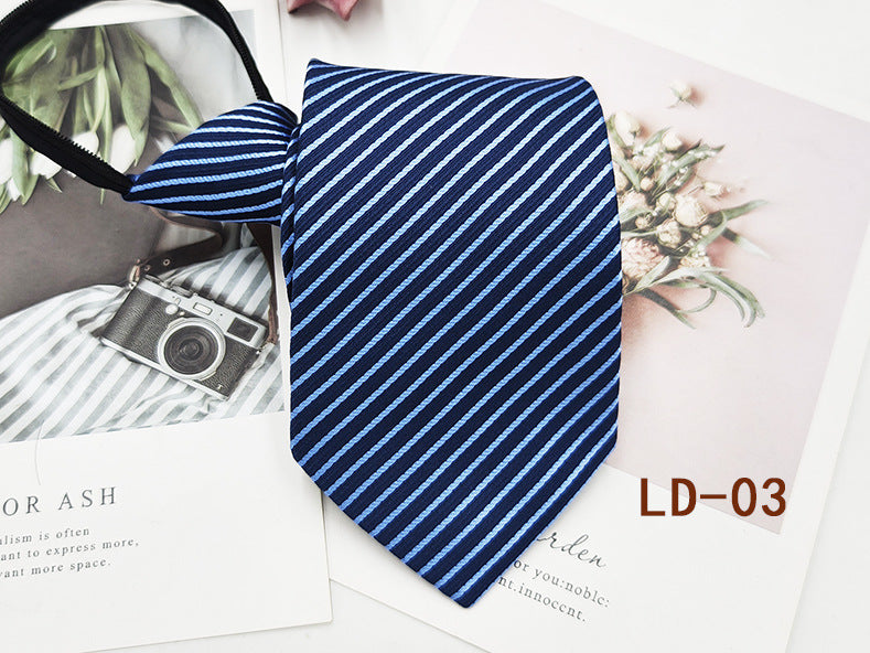 Factory In-Stock Zipper Tie Men's Formal Business 8cm Lazy Tie Red Black Striped Workplace Striped Tie