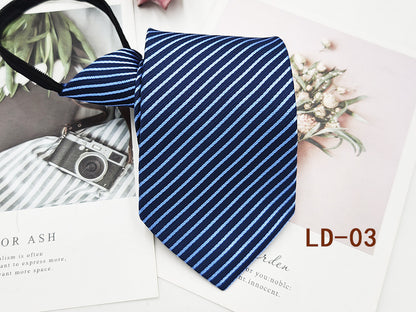 Factory In-Stock Zipper Tie Men's Formal Business 8cm Lazy Tie Red Black Striped Workplace Striped Tie